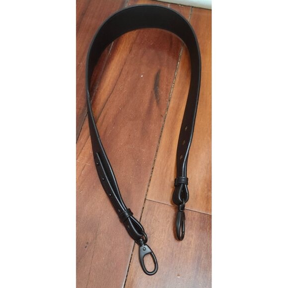 Black Leather Adjustable Bag Strap40"Wide Shoulder Replacement Strap Metal Clasp - Picture 2 of 9